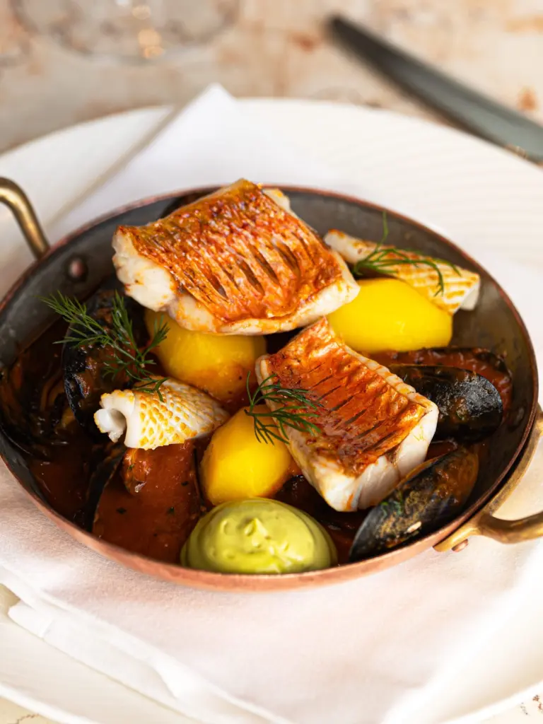 seafood serving at The River restaurant