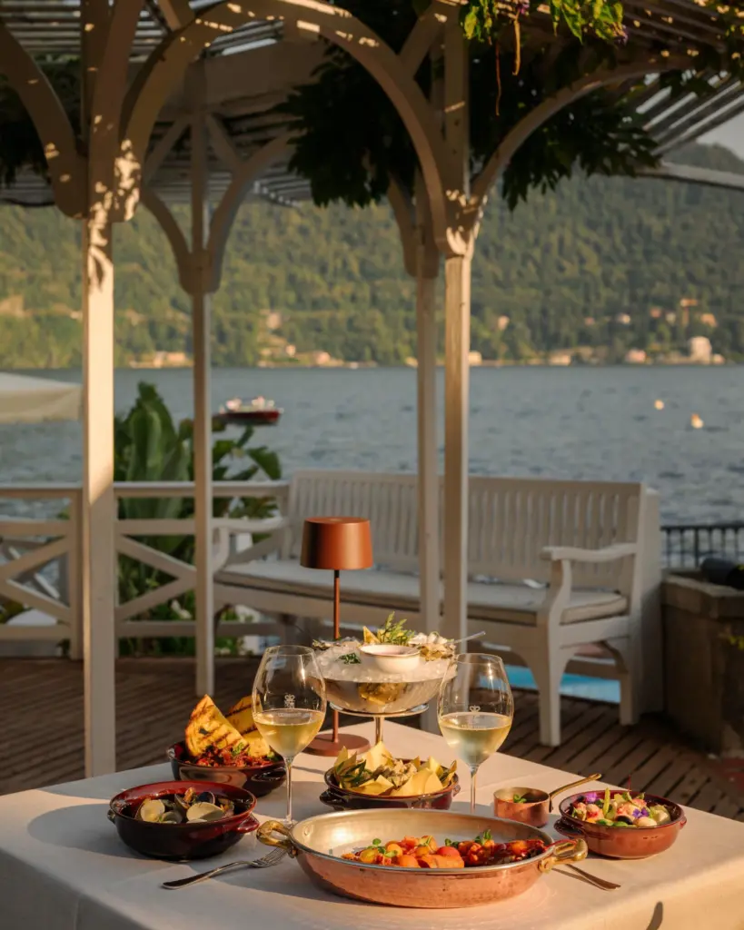 dining at Lake Como