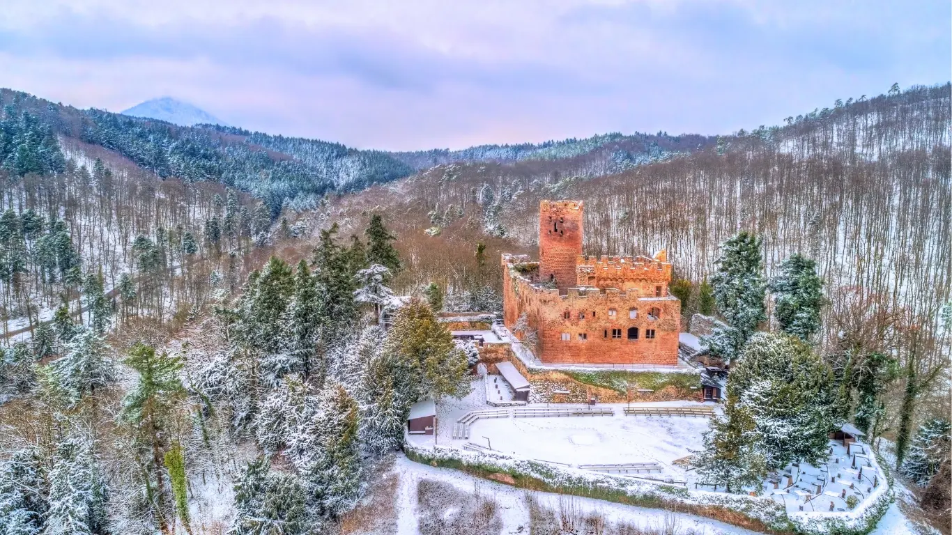 French chateau in winter