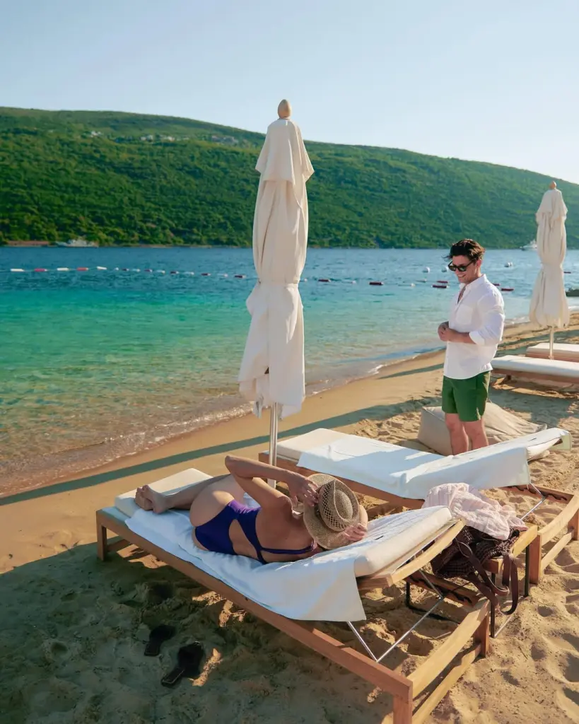 sunbeds at portonovi beach club