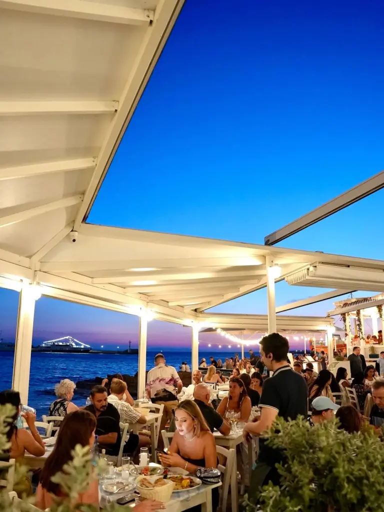 harbourside dining at sunset
