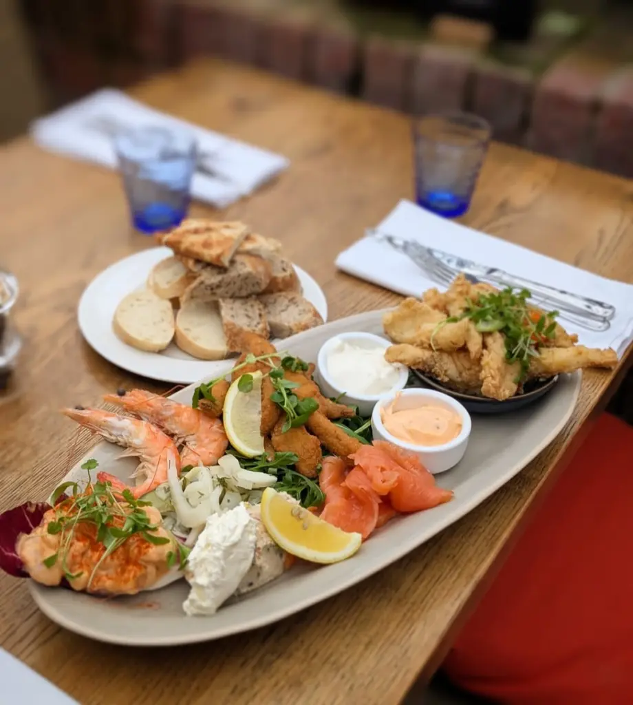 sharing plates at the Old Plough