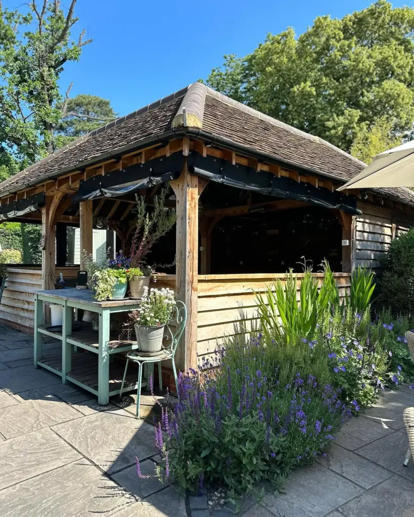 the Old Plough garden area