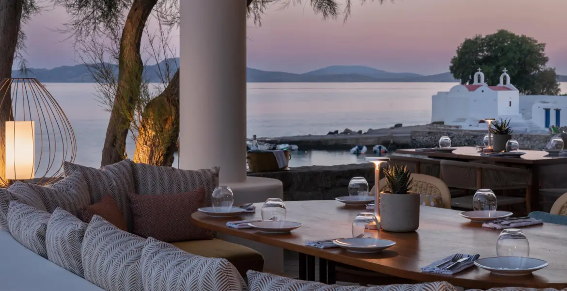 sunset dining spots in Mykonos