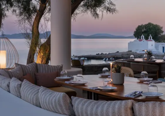 sunset dining spots in Mykonos