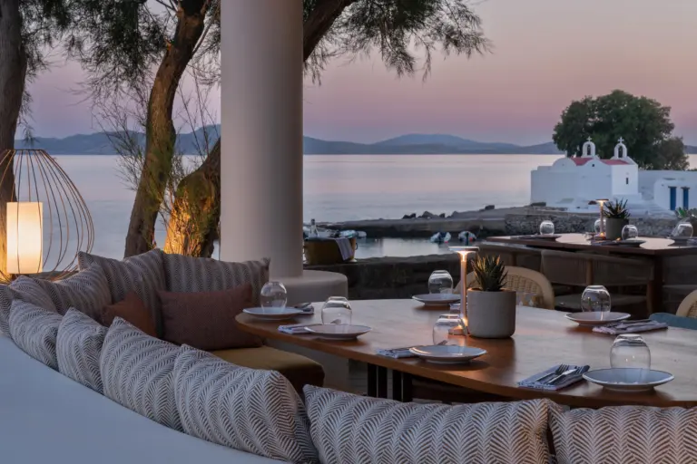 sunset dining spots in Mykonos