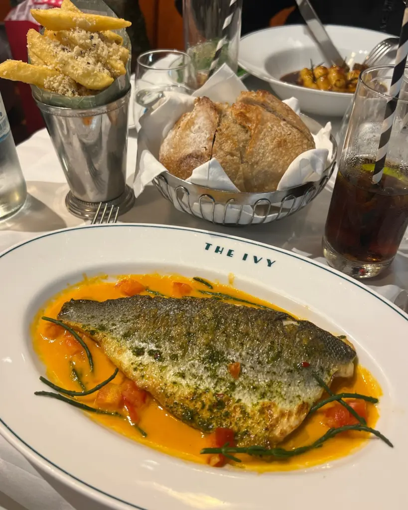menu offering at The Ivy
