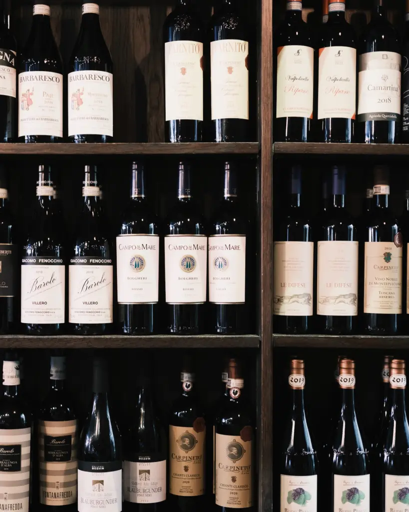 wine collection at Enoteca da Luca